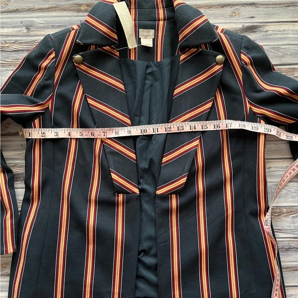 CHICOS navy blue Striped Twill Ponte Blazer